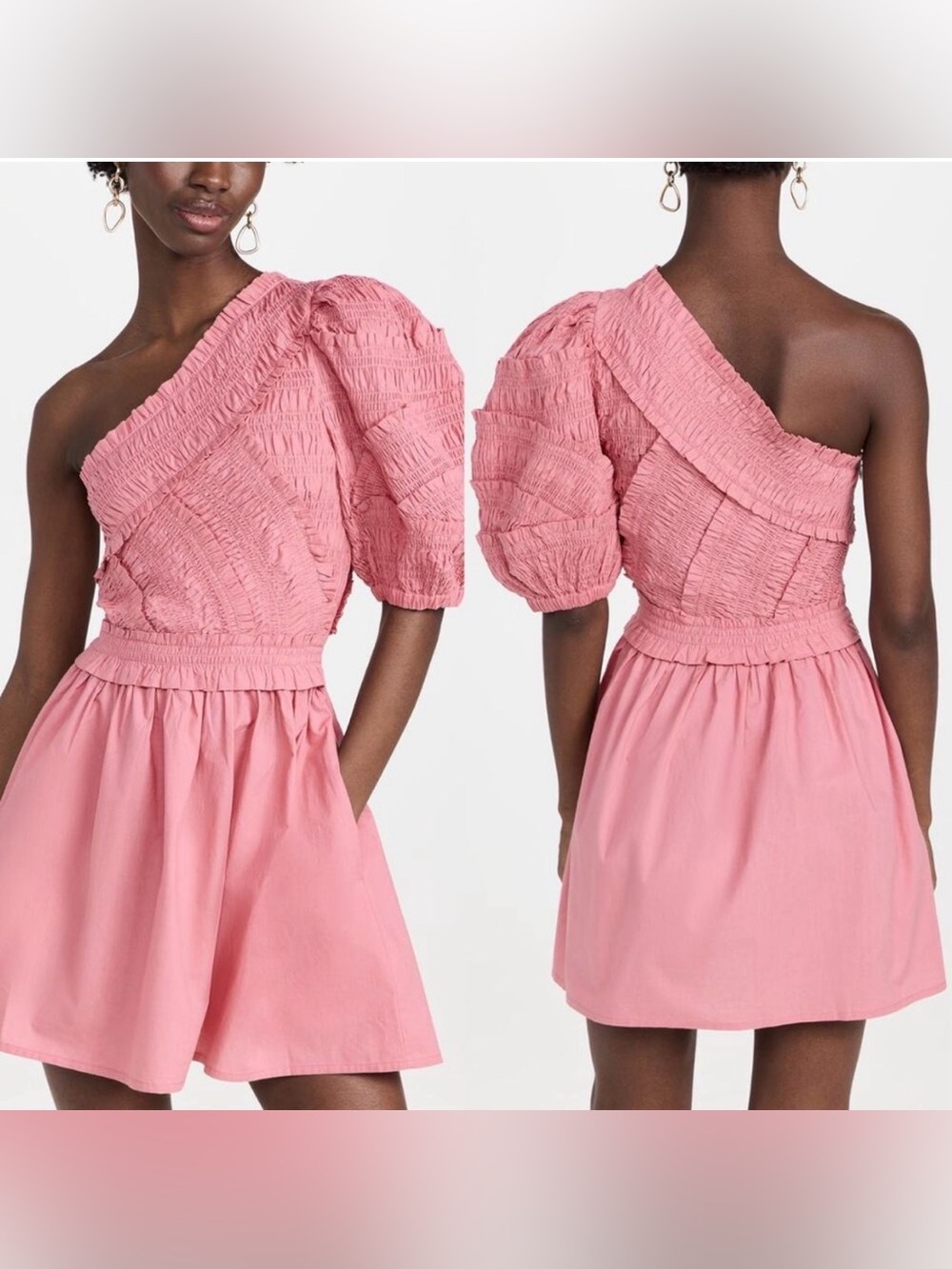 Sea New York One Shoulder Mini Dress Rose Size Large NWT